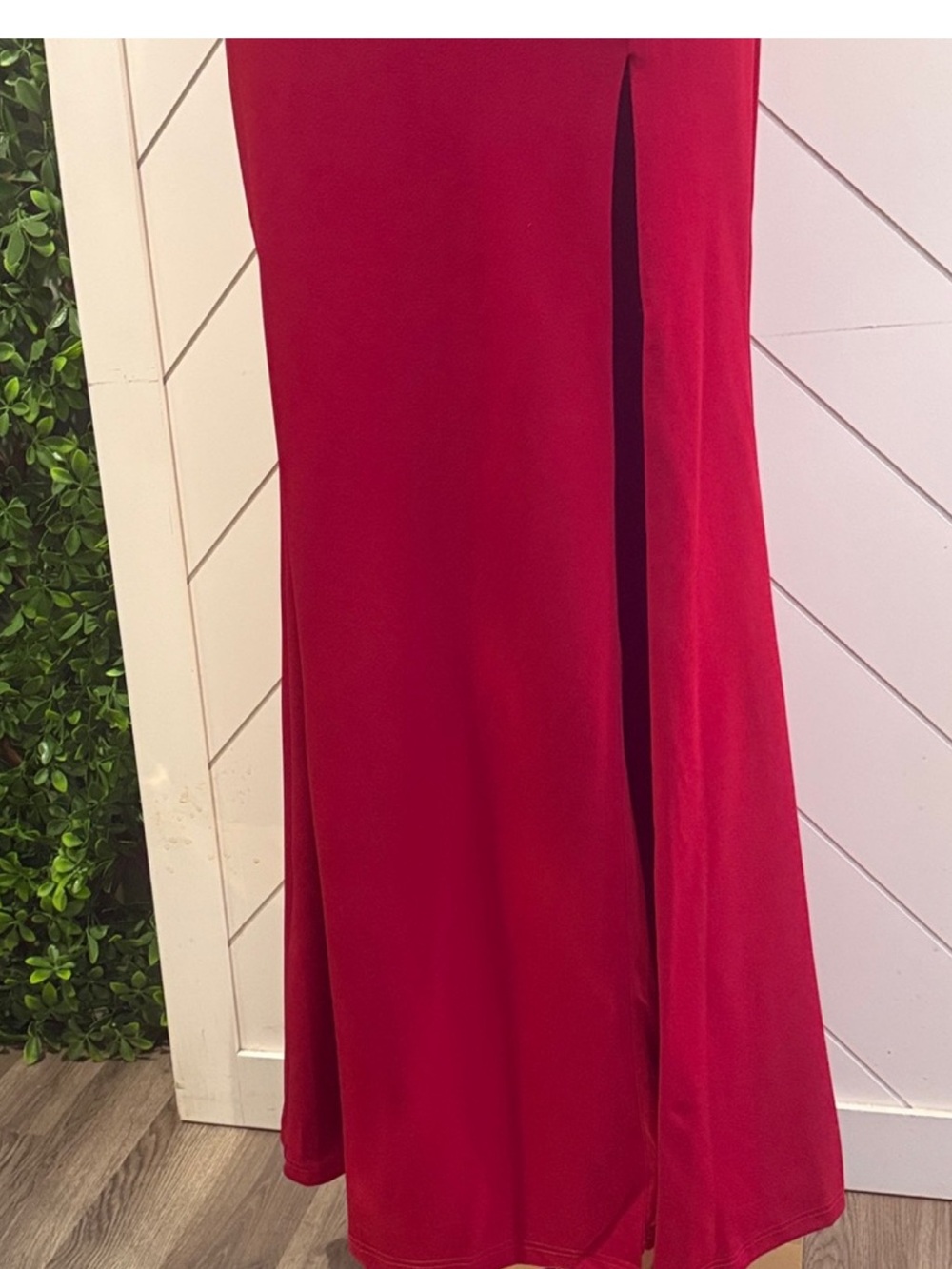 NWT- Keep It Interesting Red Asymmetrical Cutout Halter Dress - Picture 7 of 15